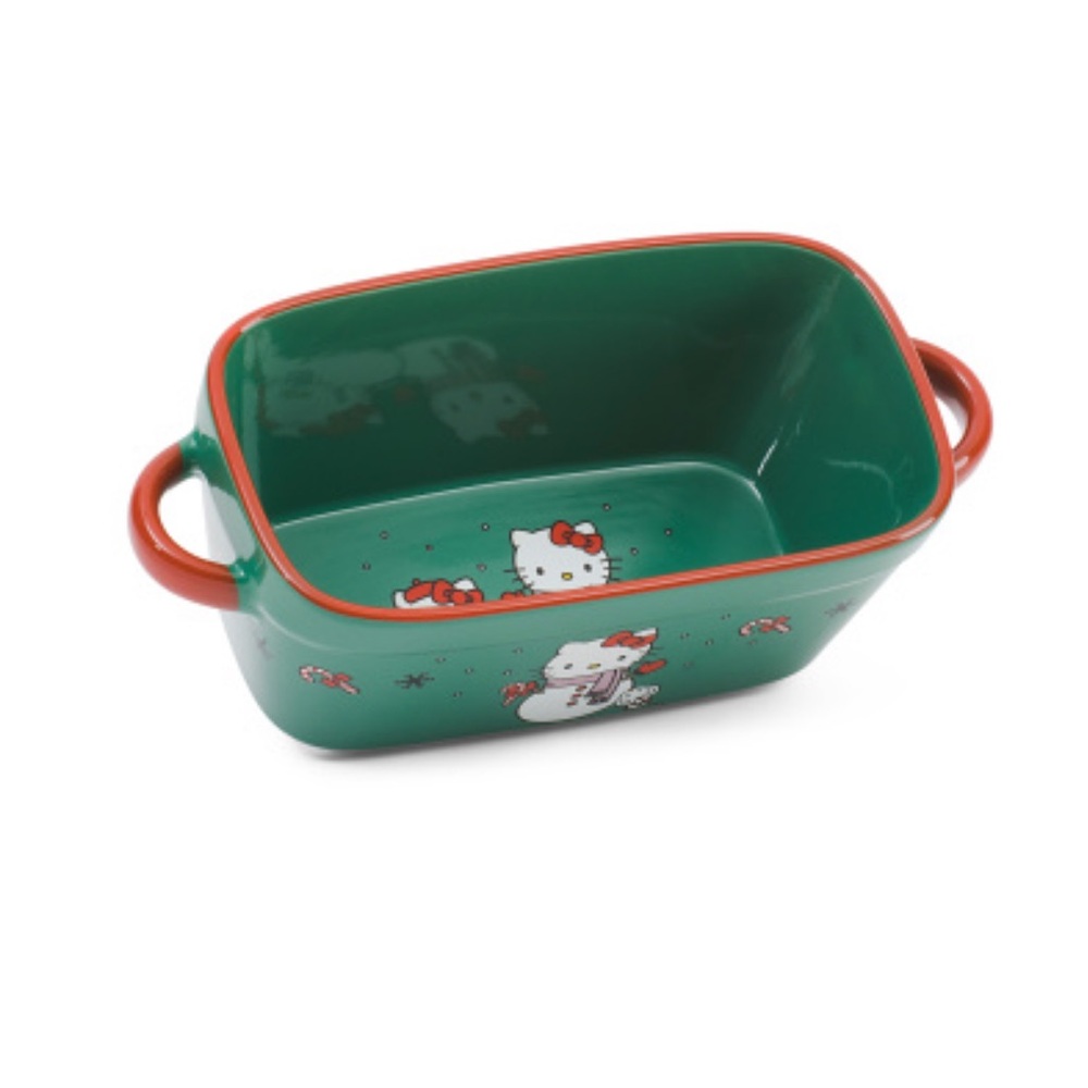 NEW - Hello Kitty Snowman Christmas Ceramic Loaf Pan Baking Dish Holiday 9” - Picture 2 of 8